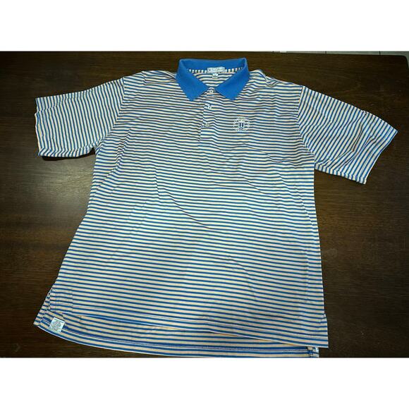 Peter Millar Cotton Polo Shirt Preppy Active Striped Mens XL Tuckers Point Club - Picture 2 of 9